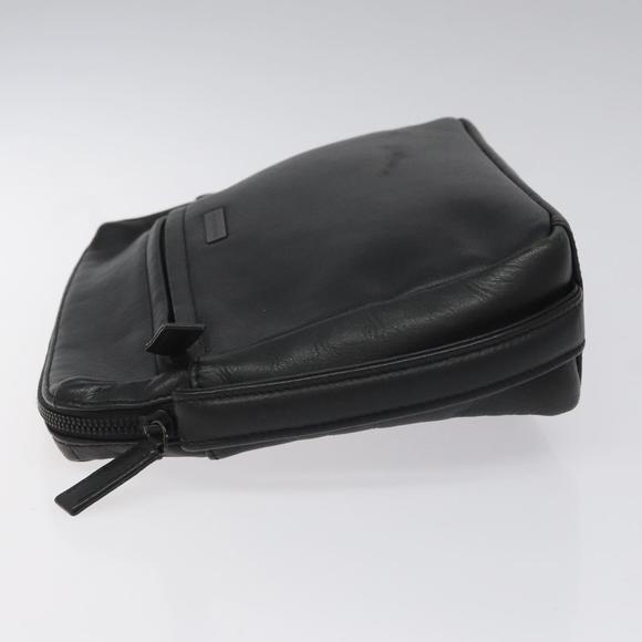 BALENCIAGA Clutch Bag Leather Black Auth bs22314